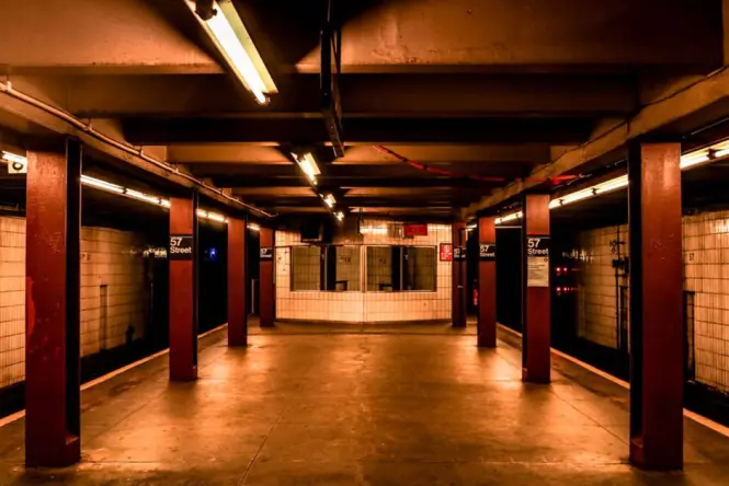 Passengers on a New York City subway platform