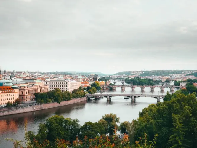 Vltava river at dawn in Prague