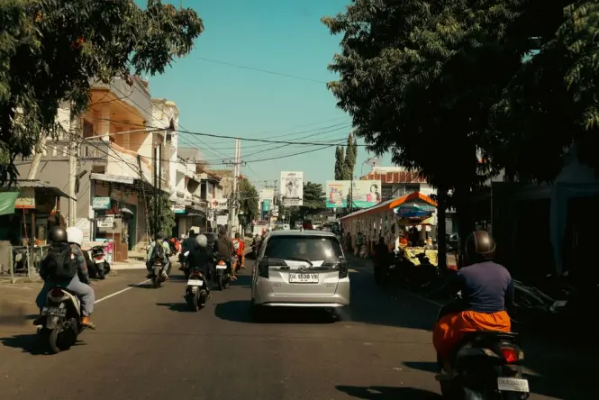 Busy street in southern Bali