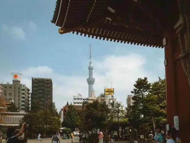The historic Senso-ji Temple in Asakusa Tokyo with visitors