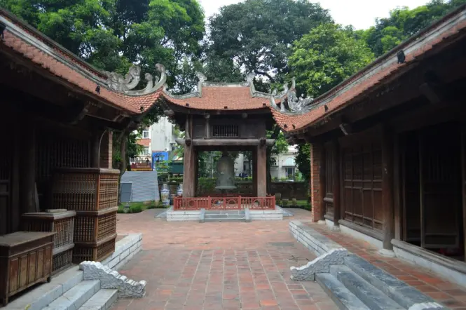 Stone courtyard and gate at the Temple of Literature in Hanoi
