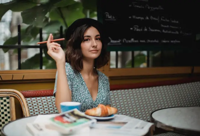 Café terrace with pastries in Paris