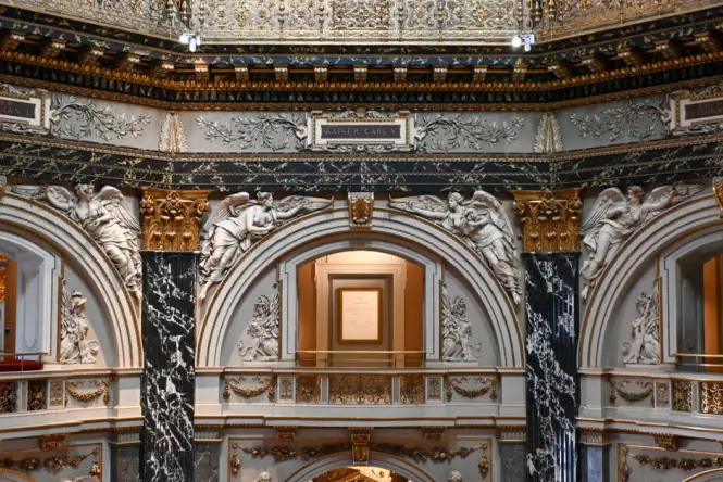 Ticket desk area inside the Albertina Museum in Vienna