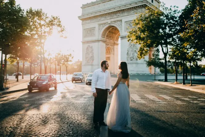 Arc de Triomphe at golden hour