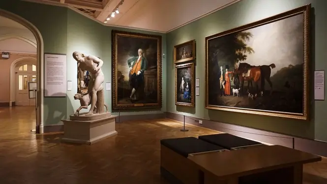 Grand Courts inside the Art Gallery of New South Wales displaying Australian paintings