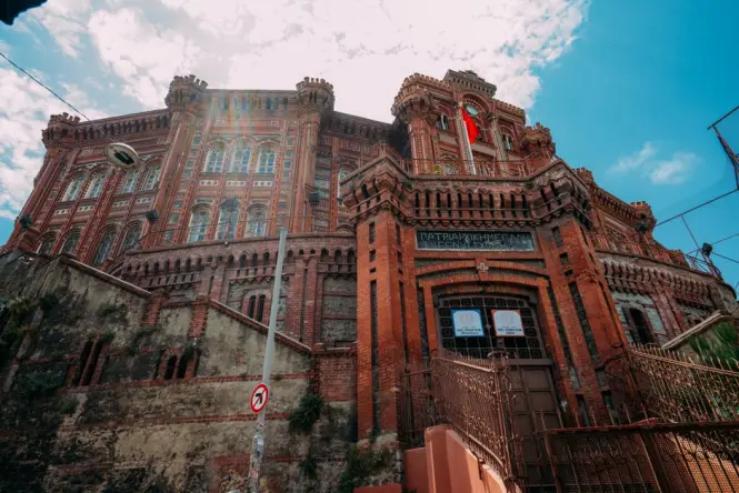 Red-brick Greek Orthodox college building on the hill above Fener, Istanbul