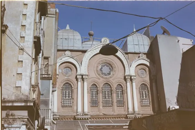 Exterior view of the historic Ahrida Synagogue in Balat, Istanbul