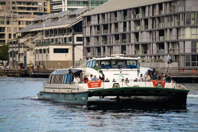 Ferry approaching Barangaroo Wharf near the reserve
