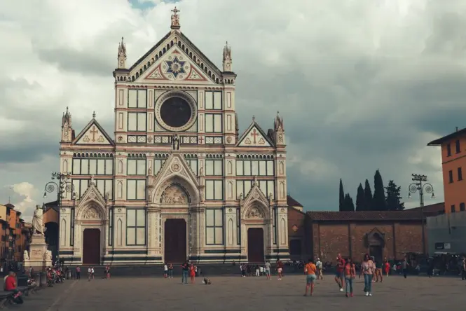The entrance gate of Basilica of Santa Croce in Florence