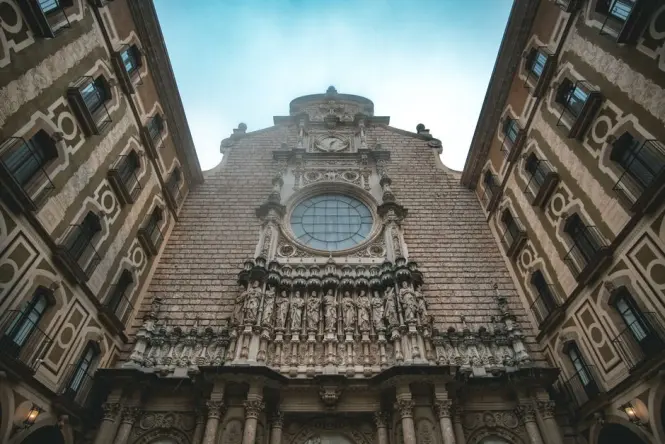 Basilica facade on Plaça de Santa Maria del Mar