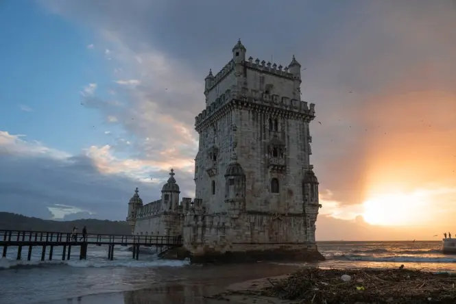 Belém monuments at sunset on the Tagus