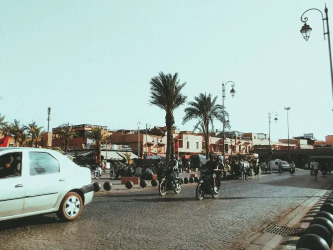 Taxi on a street near the Marrakech medina