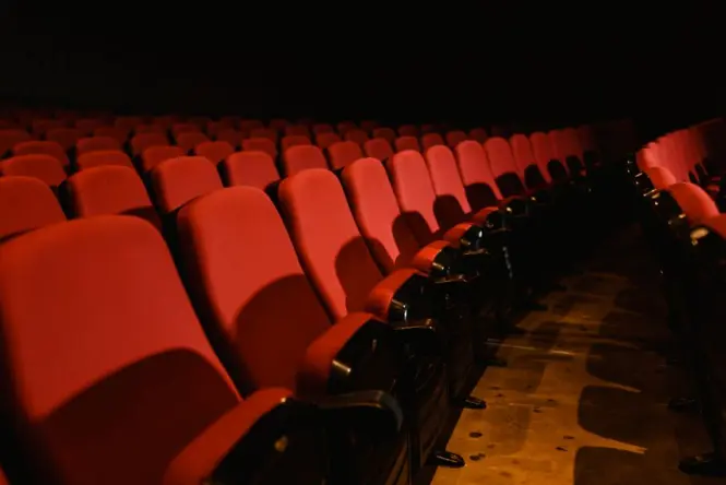 Interior seating of a Broadway theater before a show