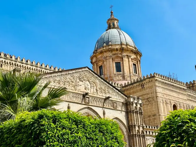 Stately historic church facade in Palermo representing local religious architecture