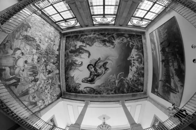 A modern art display inside the underground Casa Rosada Museum