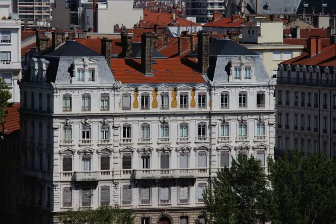 Tall canut buildings in Croix-Rousse