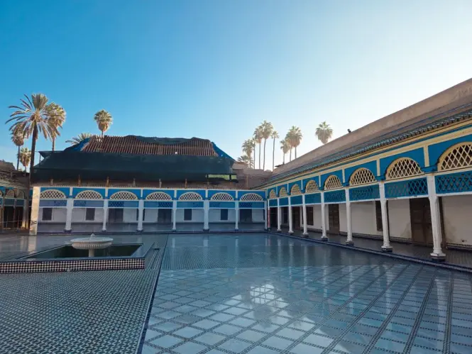 Bahia Palace courtyard in Marrakech often compared to Dar El Bacha Museum