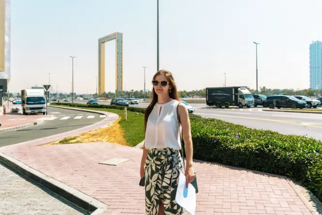 Glass floor section of the sky bridge at Dubai Frame