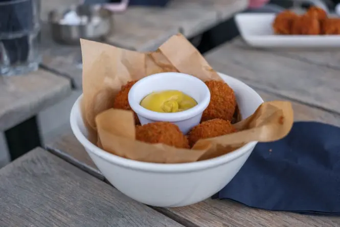 Bitterballen and snacks at a Foodhallen stall