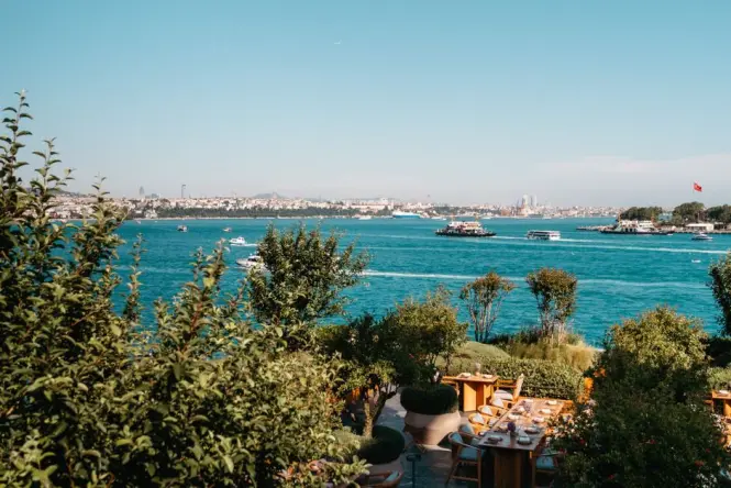 Restaurant terrace overlooking the Bosphorus near Karakoy