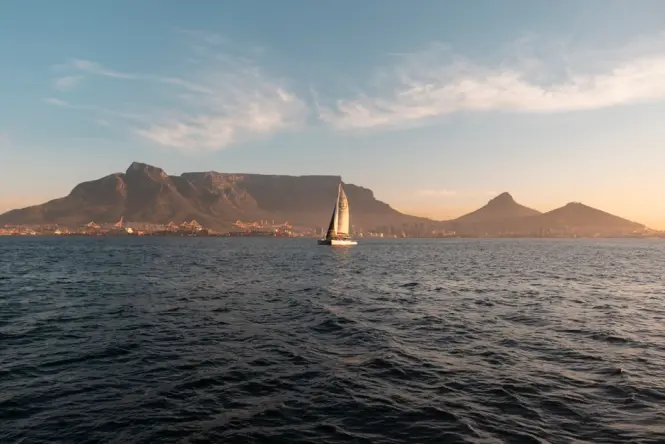 Sunset view over Green Point Urban Park with Lion's Head visible in the distance