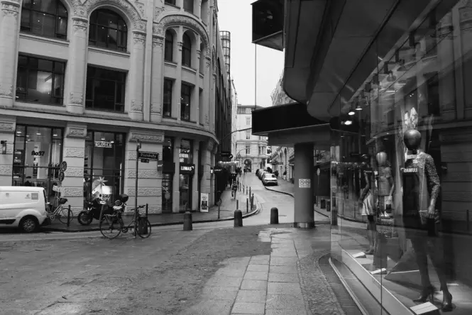 Independent boutique storefronts near Hackescher Markt in Mitte