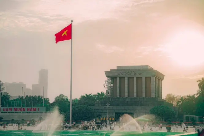 Ho Chi Minh Mausoleum at golden hour