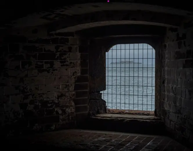 Historic stone cell inside Fort Royal linked to the Man in the Iron Mask