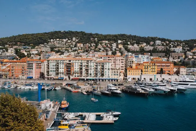 Ferry boat departing Cannes Vieux Port for the Lérins Islands