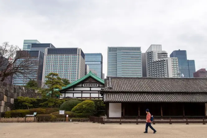 Quiet walking path in Imperial Palace East Gardens