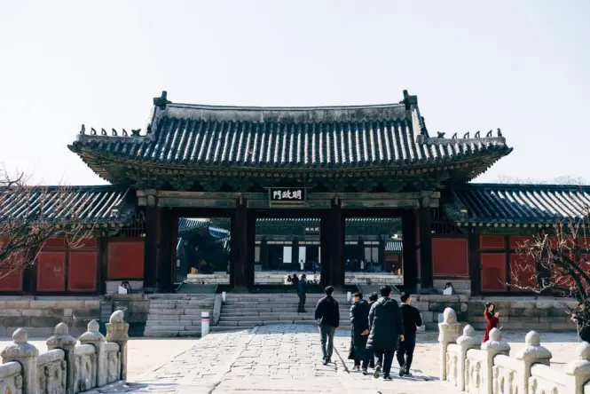 Ten-story stone pagoda inside the Jogyesa Temple courtyard