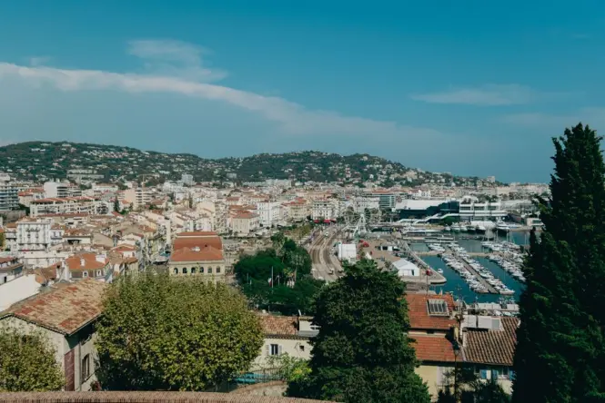 Red carpet and crowds outside the Palais des Festivals in Cannes