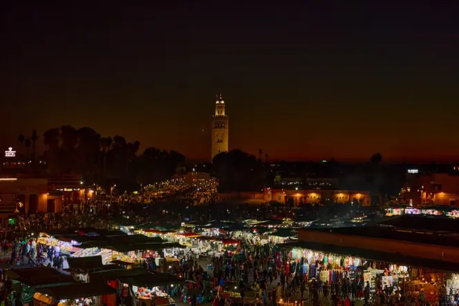 Narrow medina street near the Mouassine Mosque in Marrakech