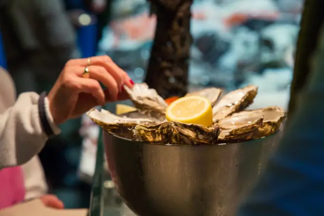 Seafood counter at Les Halles de Lyon