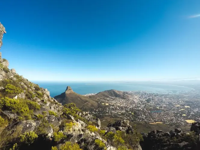 Aerial view of the spiral hiking path circling Lion's Head peak