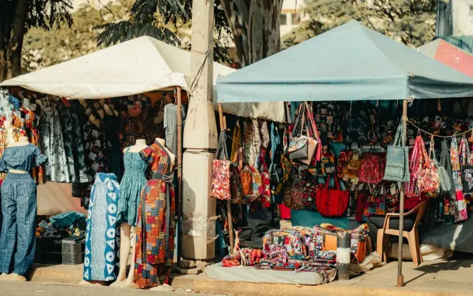 Craft stalls inside the Pan African Market on Long Street