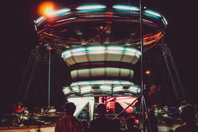 Luna Park Sydney lit up during evening opening hours