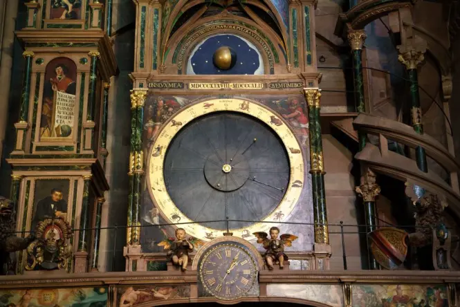 Astronomical clock inside Lyon Cathedral