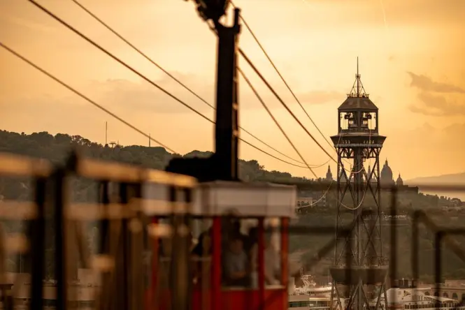 Magic Fountain of Montjuic at golden hour