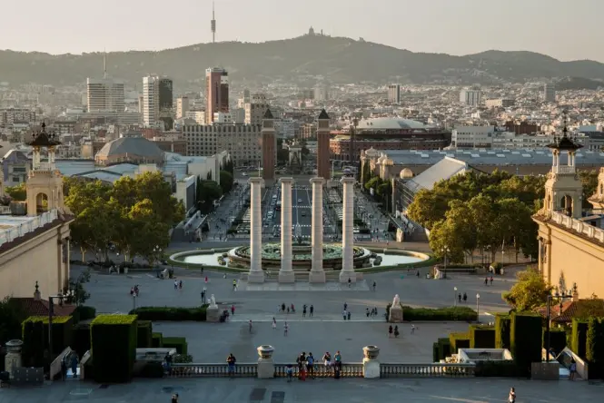 Historic architecture at Magic Fountain of Montjuic