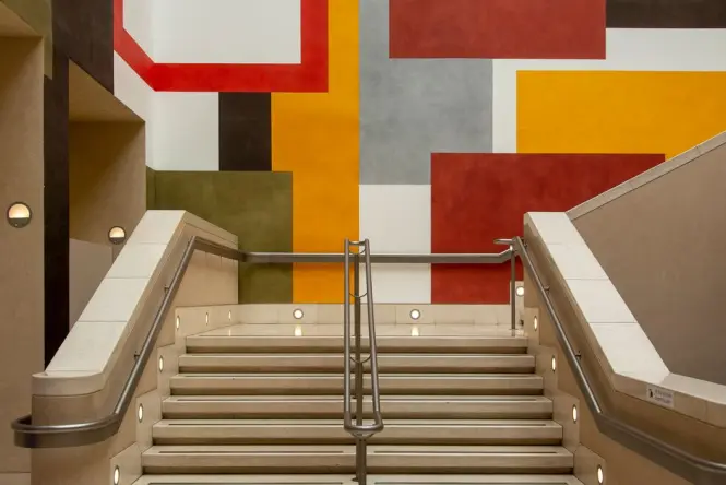 Colorful modern art museum interior