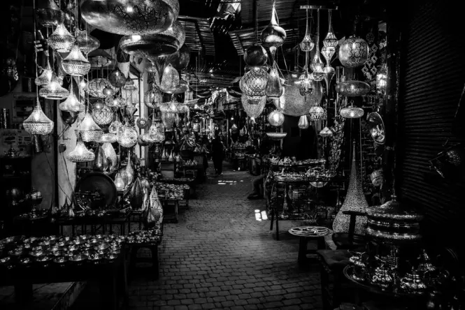 Winding alleyways typical of the Marrakech Medina souks