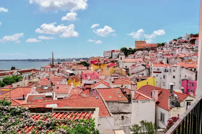 Tagus panorama from Miradouro de Santa Luzia over Alfama