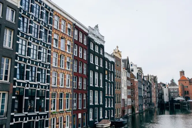 Historic canal house interior used as gallery space