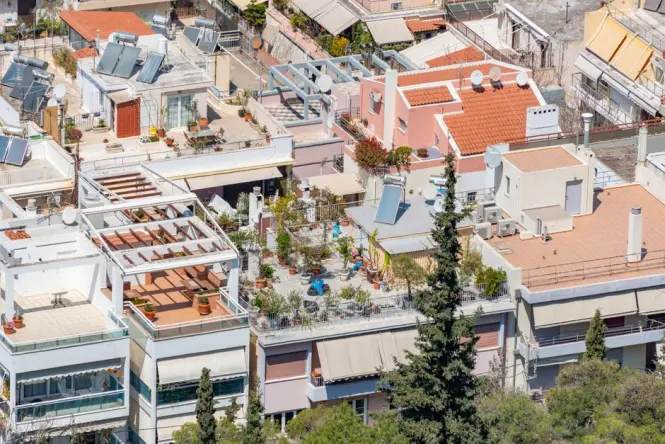 Restaurant terrace with panoramic Athens views near Lycabettus summit