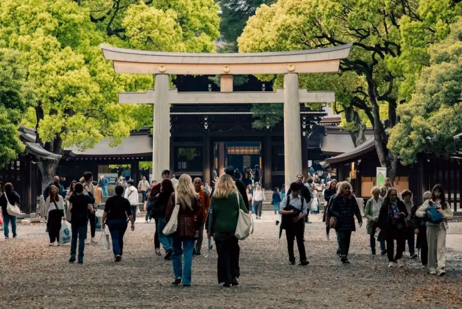 Main hall at Nezu Shrine in traditional style