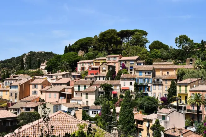 View over Cannes harbour and the Palais des Festivals from Le Suquet old town