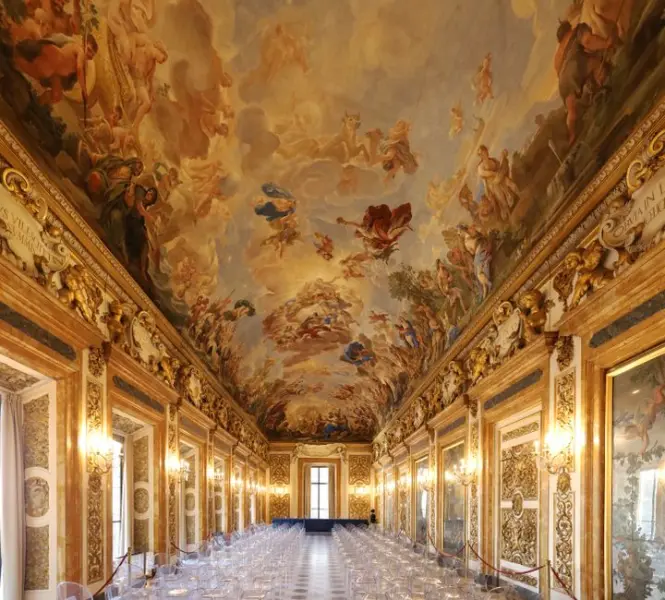 The grand Hall of the Five Hundred inside Palazzo Vecchio museum