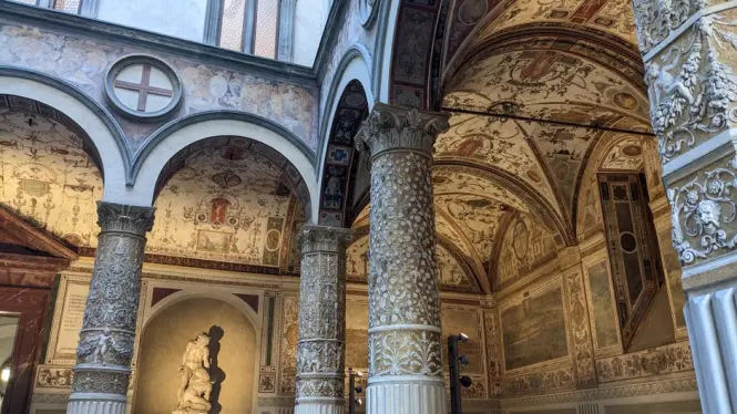 Hidden stone staircase inside the walls of Palazzo Vecchio