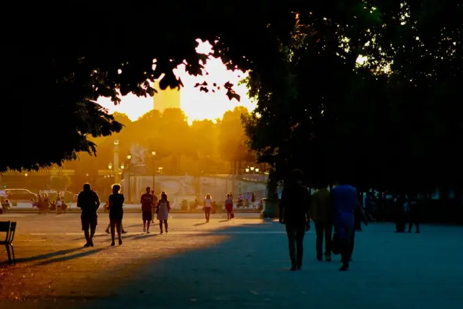 Parc de la Villette at golden hour